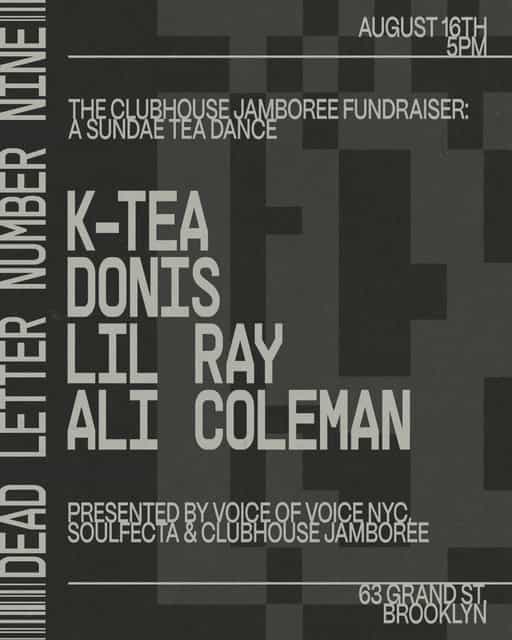 Clubhouse Jamboree Fundraiser, A Sunday Tea Dance: K-Tea, Donis, LiL Ray, Ali Coleman