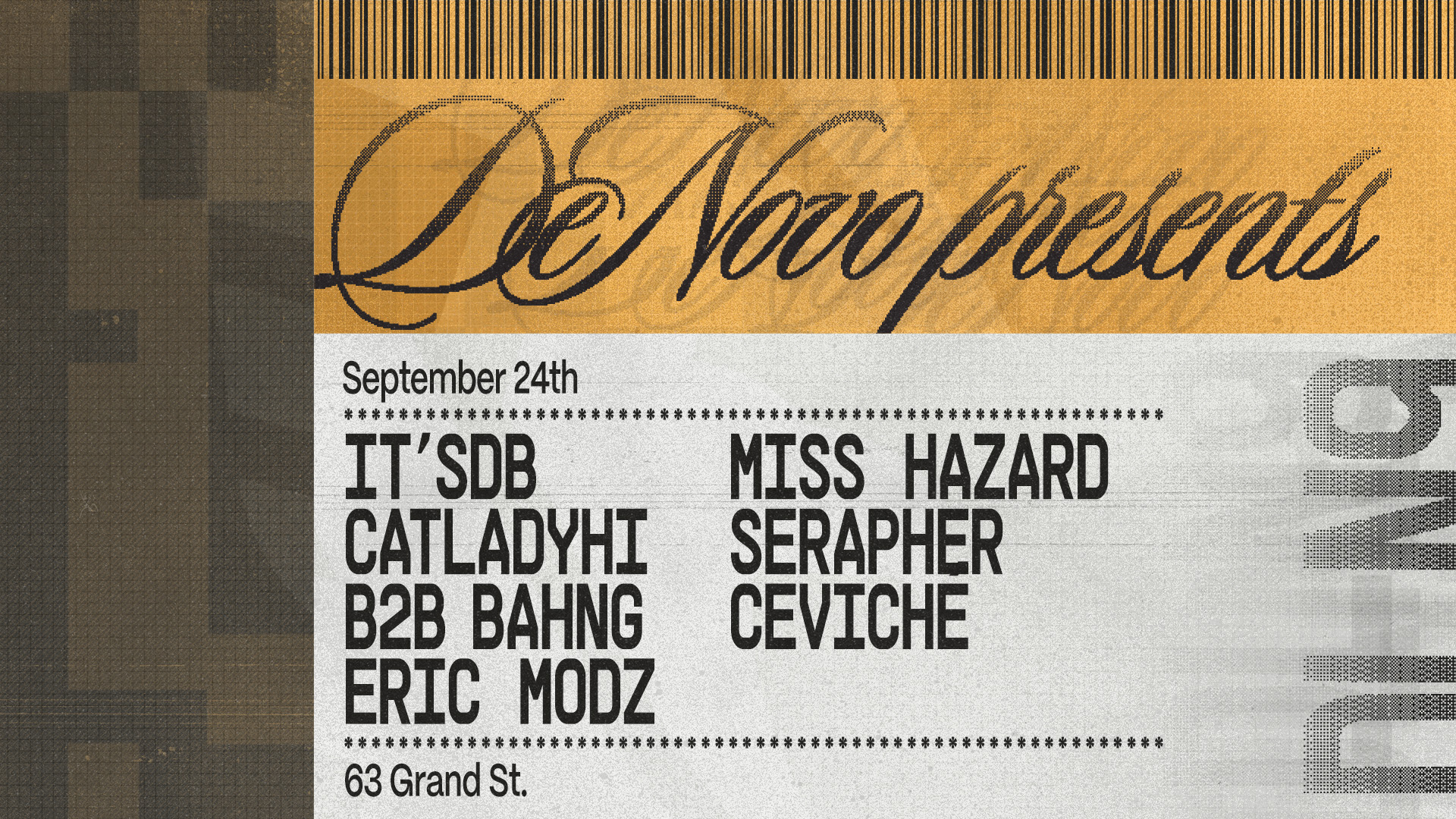 De Novo presents: It's db, CatLadyHi, Bahng, Eric Modz, Zaid K, Miss Hazard, Serapher, ceviché