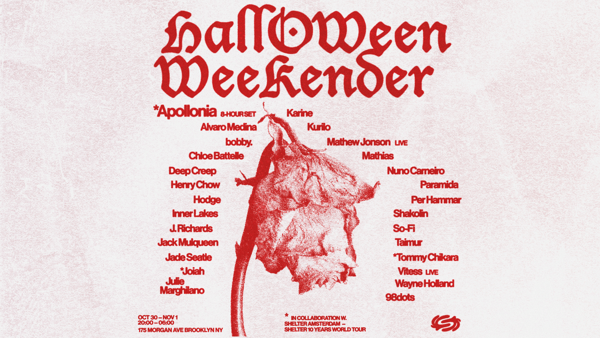 Halloween Weekender: Apollonia, PARAMIDA, Mathew Jonson (LIVE) + many more