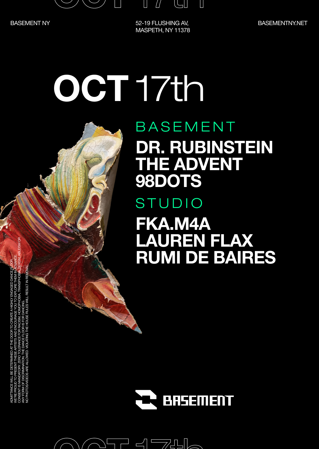 Dr. Rubinstein / The Advent / 98dots / fka.m4a / Lauren Flax / Rumi de Baires